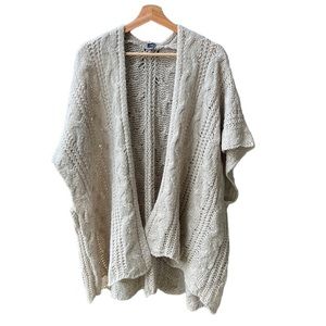 aerie Open-Knit Cream Poncho Cardigan